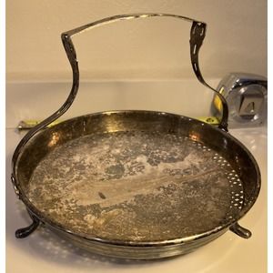 Farber Bros Quadruple Plate Footed Bowl With Handle Bridal Basket 1609